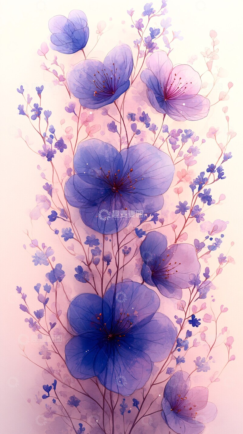 高清大图下载【趣麦麦图】紫色小花环绕设计3