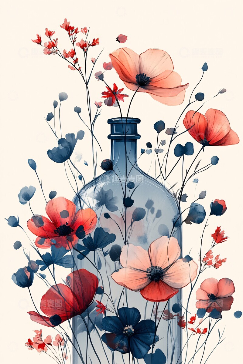 高清大图下载【趣麦麦图】淡彩野花设计3