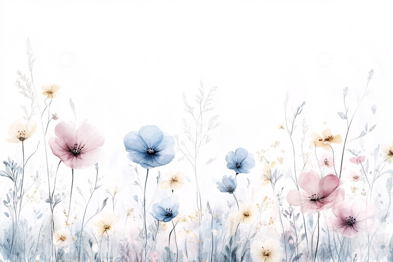 高清大图下载【趣麦麦图】水彩花卉顶部装饰2