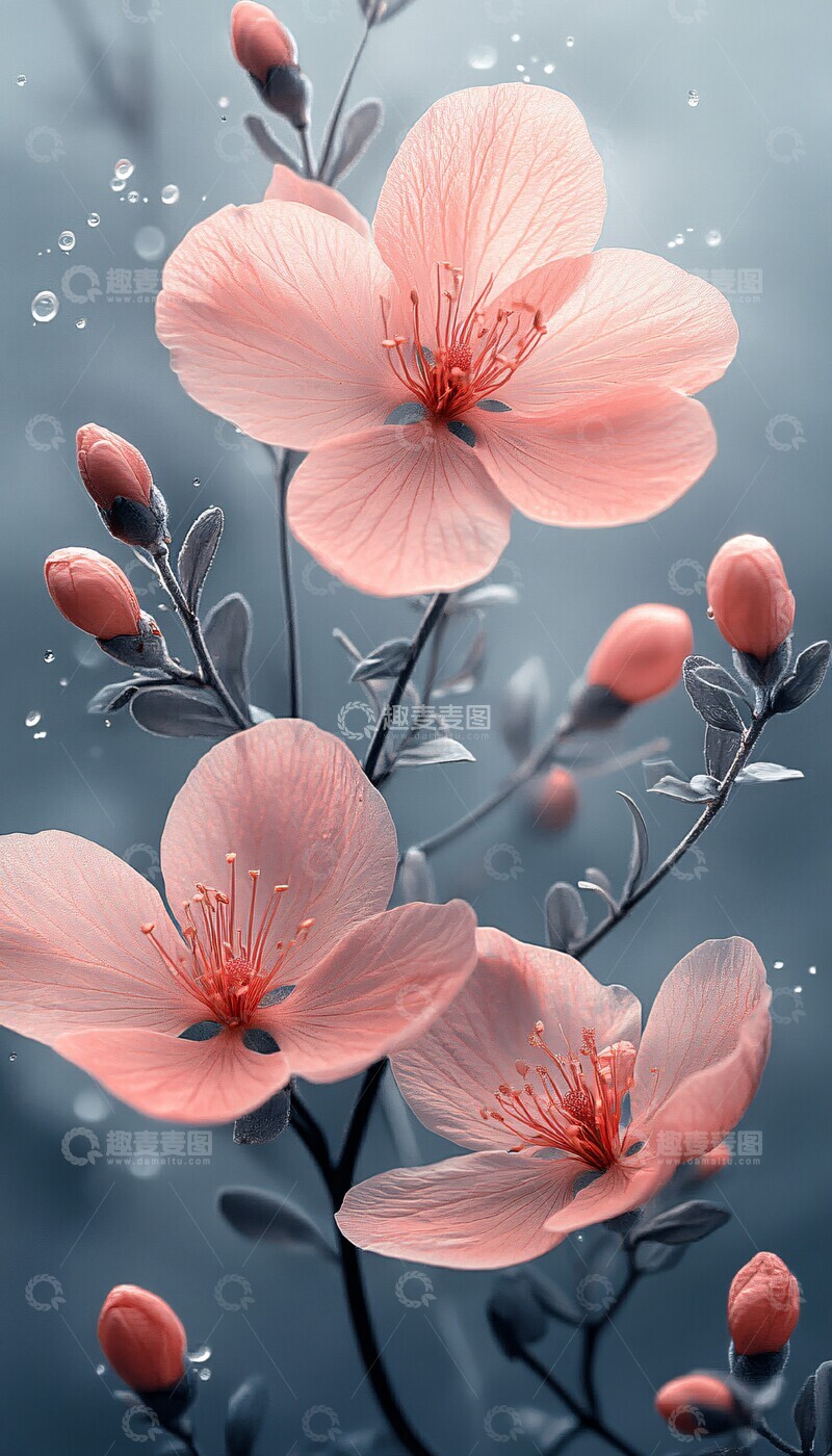 高清大图下载【趣麦麦图】粉色花朵飘舞2