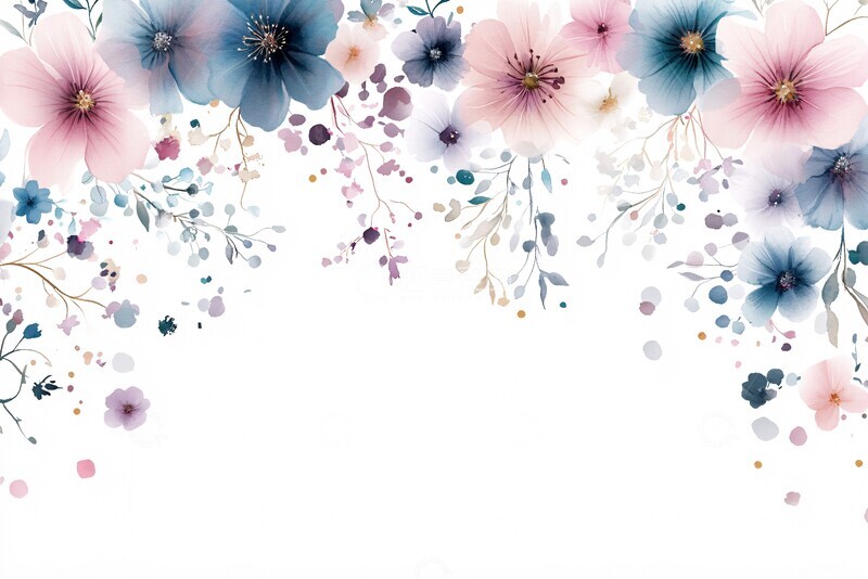 高清大图下载【趣麦麦图】水彩花卉顶部装饰