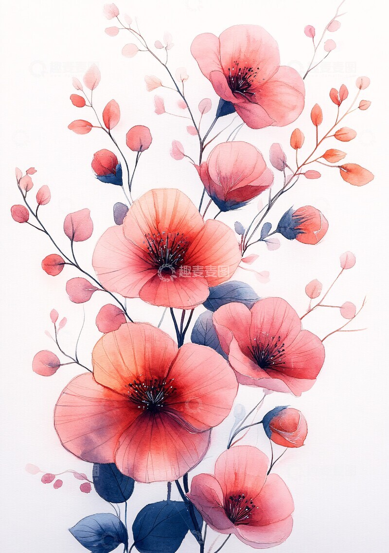 高清大图下载【趣麦麦图】粉色水彩婚礼花框1