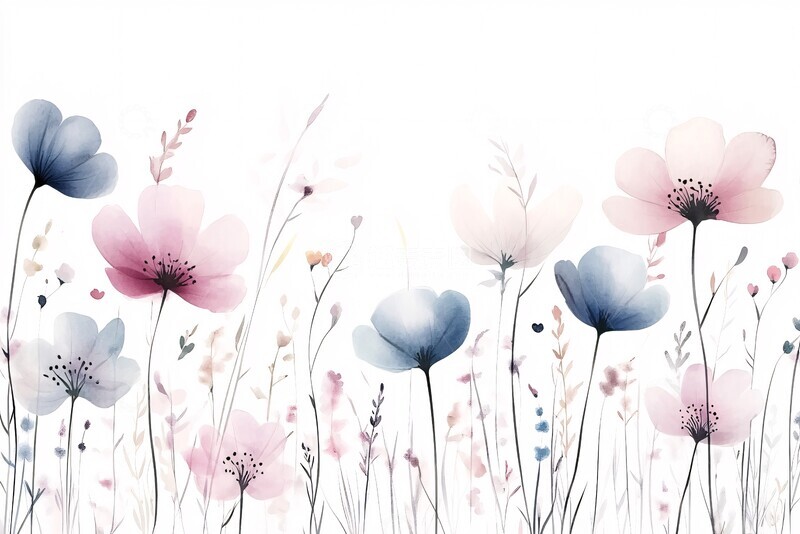 高清大图下载【趣麦麦图】水彩花卉顶部装饰1