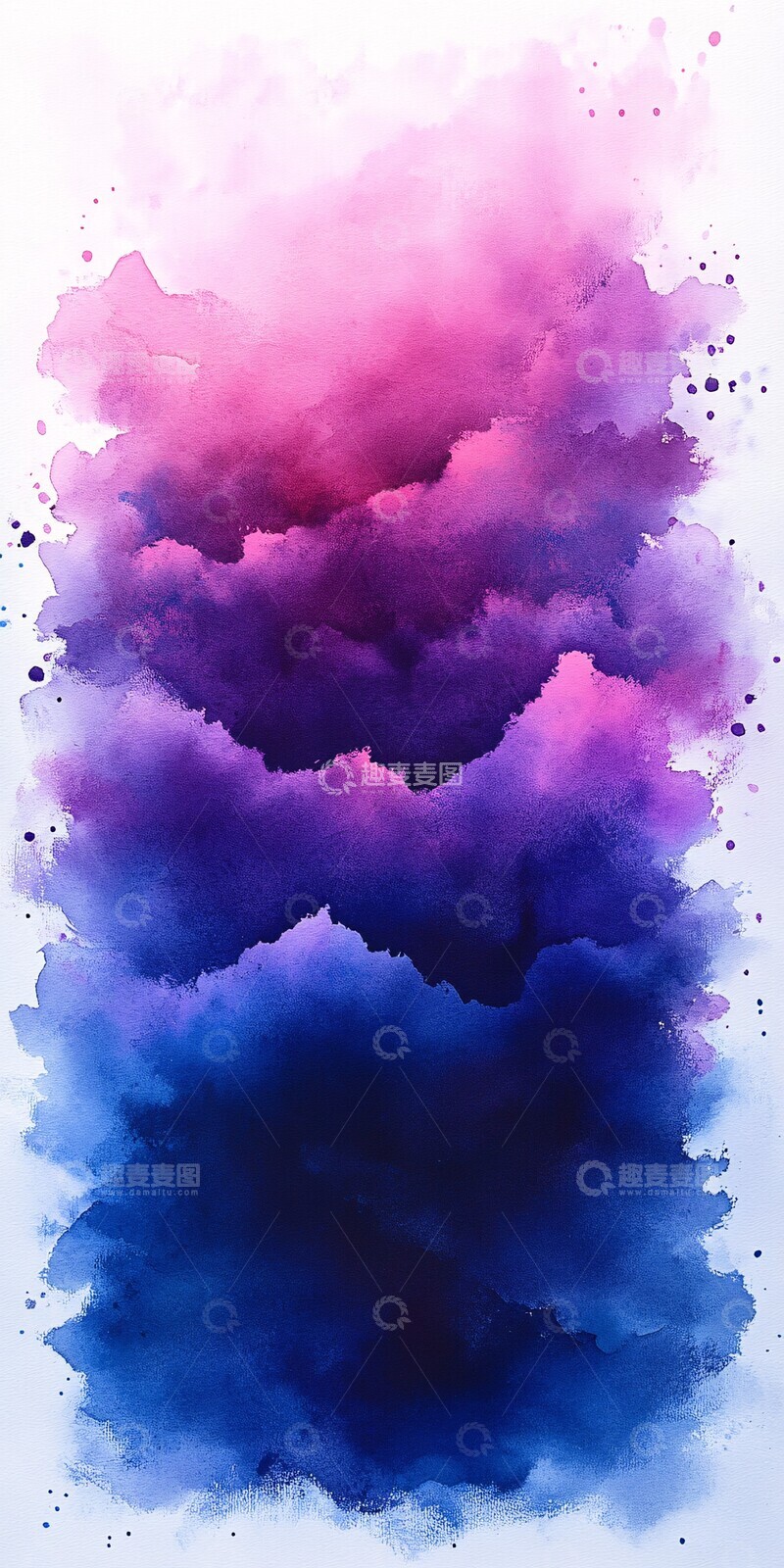 高清大图下载【趣麦麦图】紫色蓝色水彩边框1
