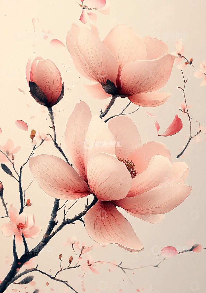 高清大图下载【趣麦麦图】粉色木兰花粉色木兰木兰花3