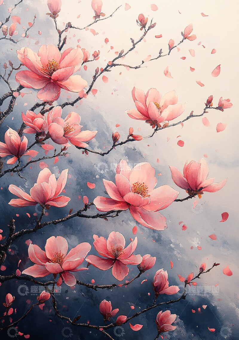 高清大图下载【趣麦麦图】粉色木兰花粉色木兰木兰花