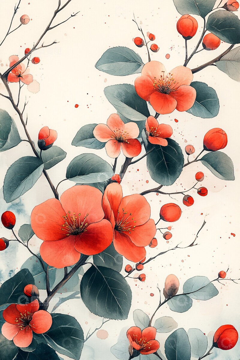 高清大图下载【趣麦麦图】花叶纹样婚柬框架2