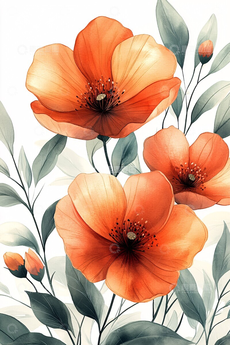 高清大图下载【趣麦麦图】花叶纹样婚柬框架