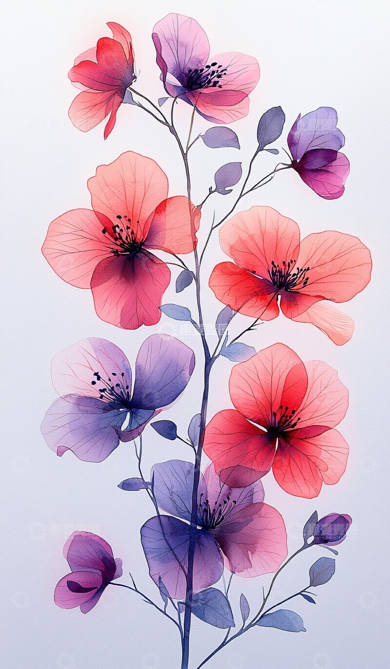 高清大图下载【趣麦麦图】花与苹果水彩画