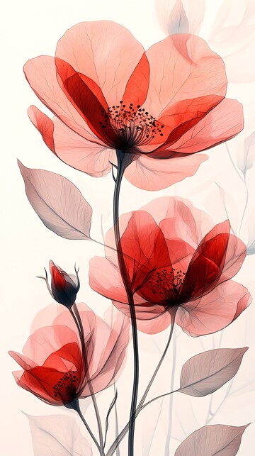 红玫瑰水彩花卉2