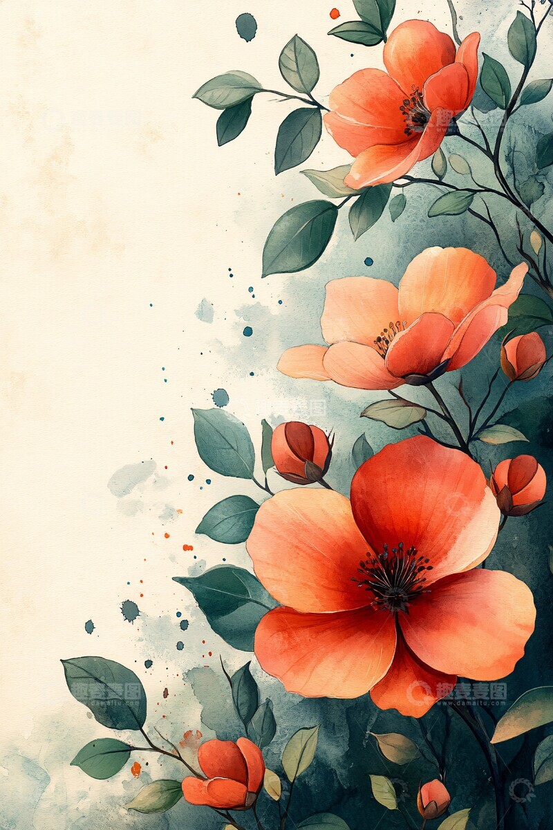 高清大图下载【趣麦麦图】花叶纹样婚柬框架1