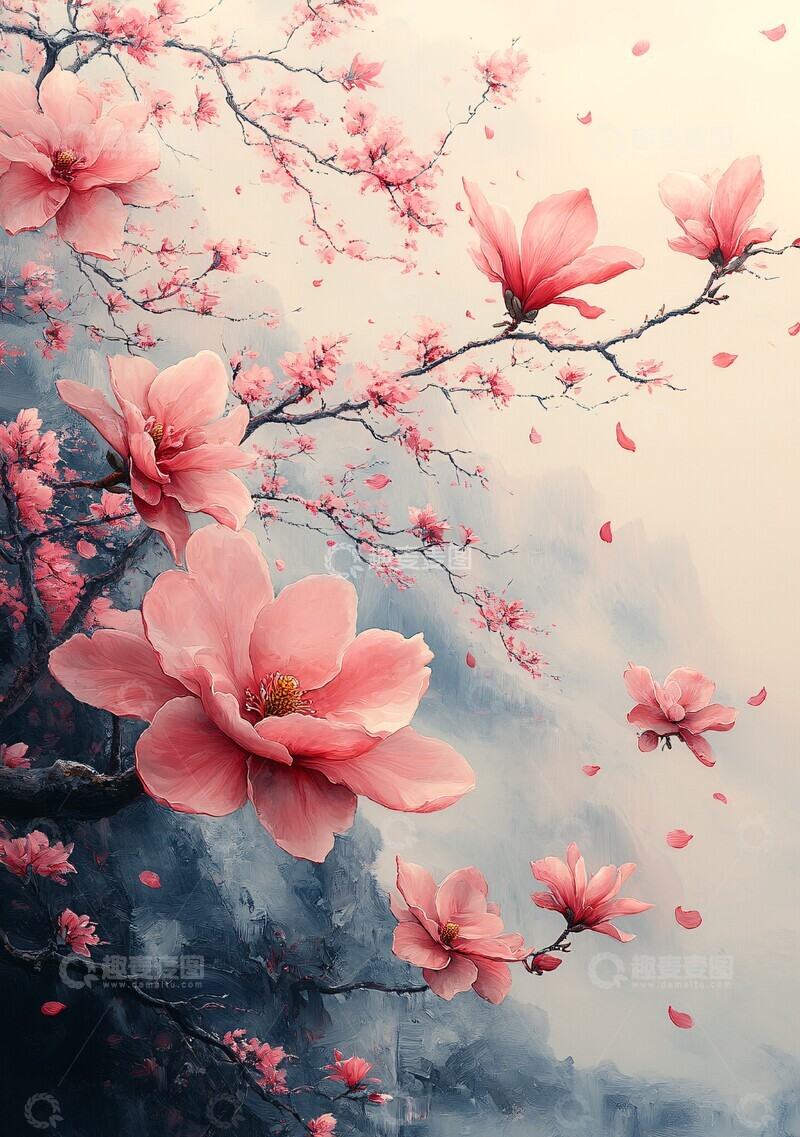 高清大图下载【趣麦麦图】粉色木兰花粉色木兰木兰花2