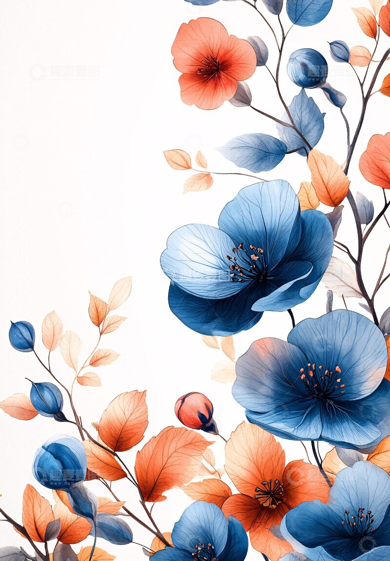 高清大图下载【趣麦麦图】淡蓝粉花边框1