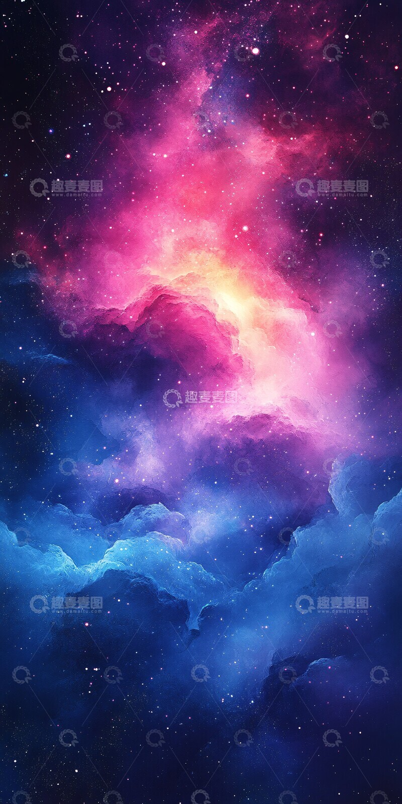 高清大图下载【趣麦麦图】紫色蓝色水彩边框2