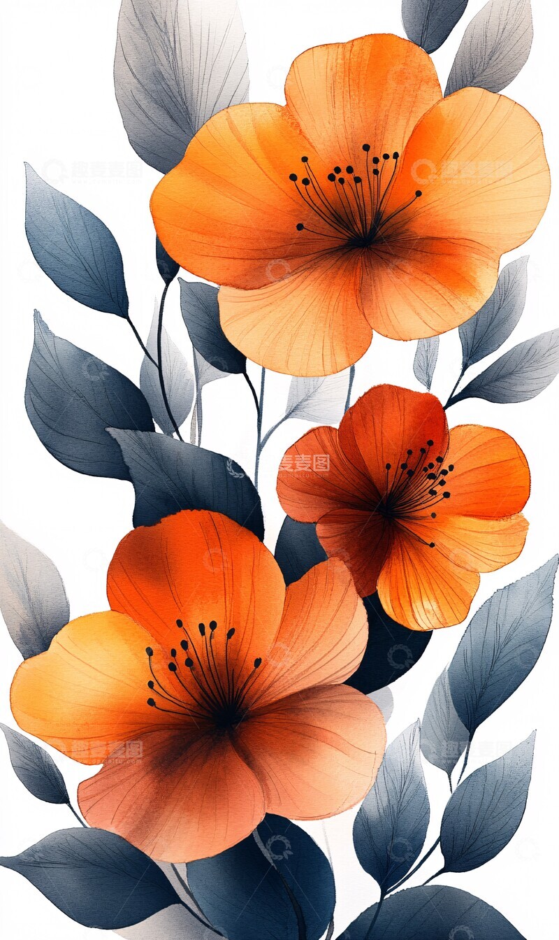 高清大图下载【趣麦麦图】水彩纸花卡片边框1