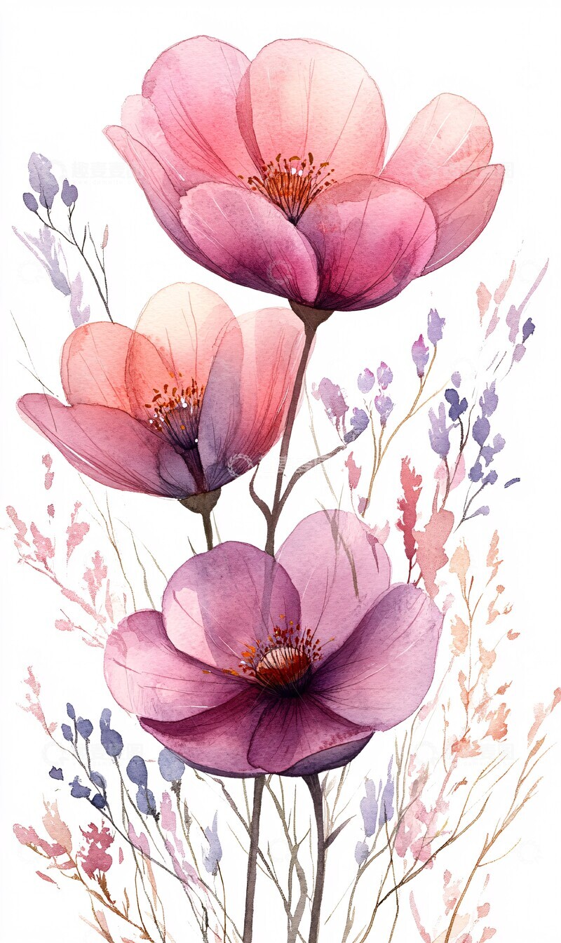 高清大图下载【趣麦麦图】水彩纸花卡片边框