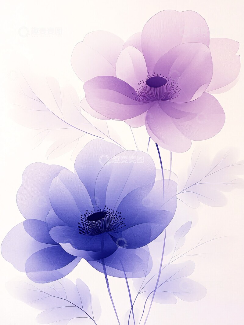 高清大图下载【趣麦麦图】空灵花影成双3