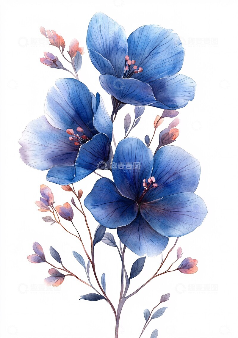 高清大图下载【趣麦麦图】野花铃兰紫花插画2