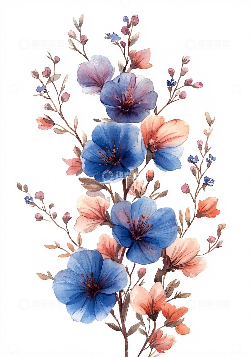 高清大图下载【趣麦麦图】野花铃兰紫花插画1