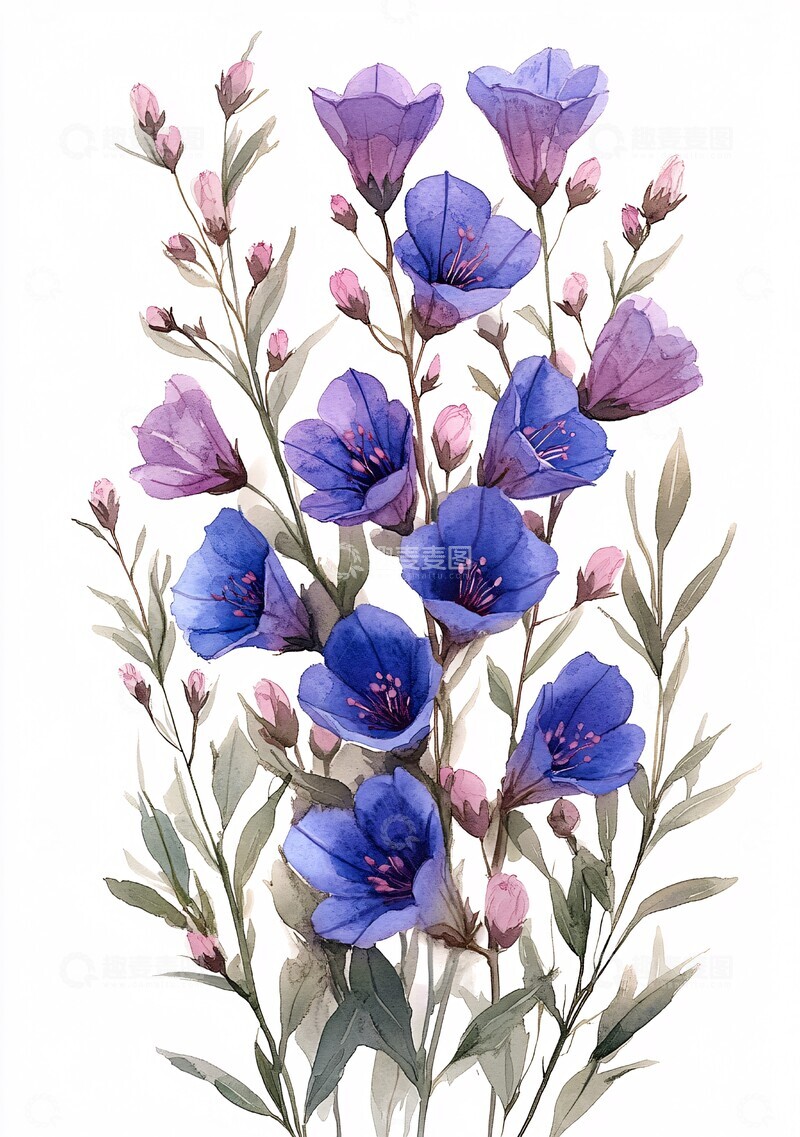 高清大图下载【趣麦麦图】野花铃兰紫花插画