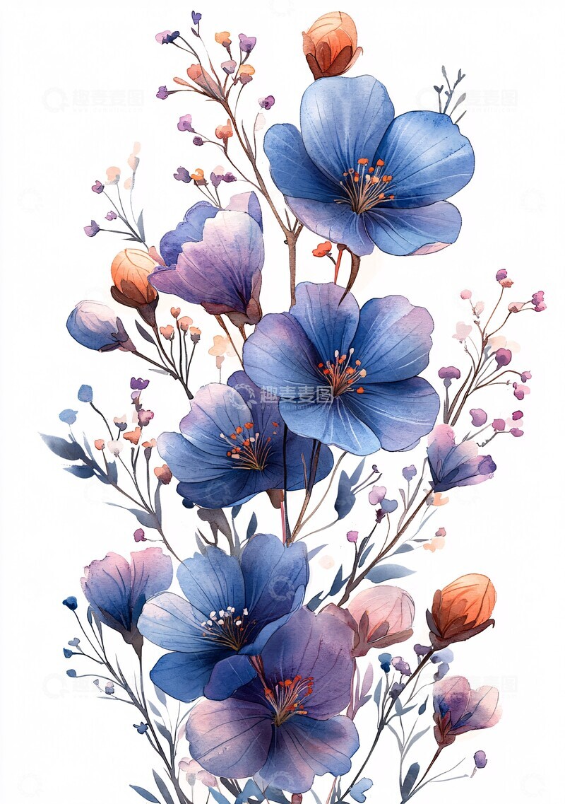 高清大图下载【趣麦麦图】野花铃兰紫花插画3
