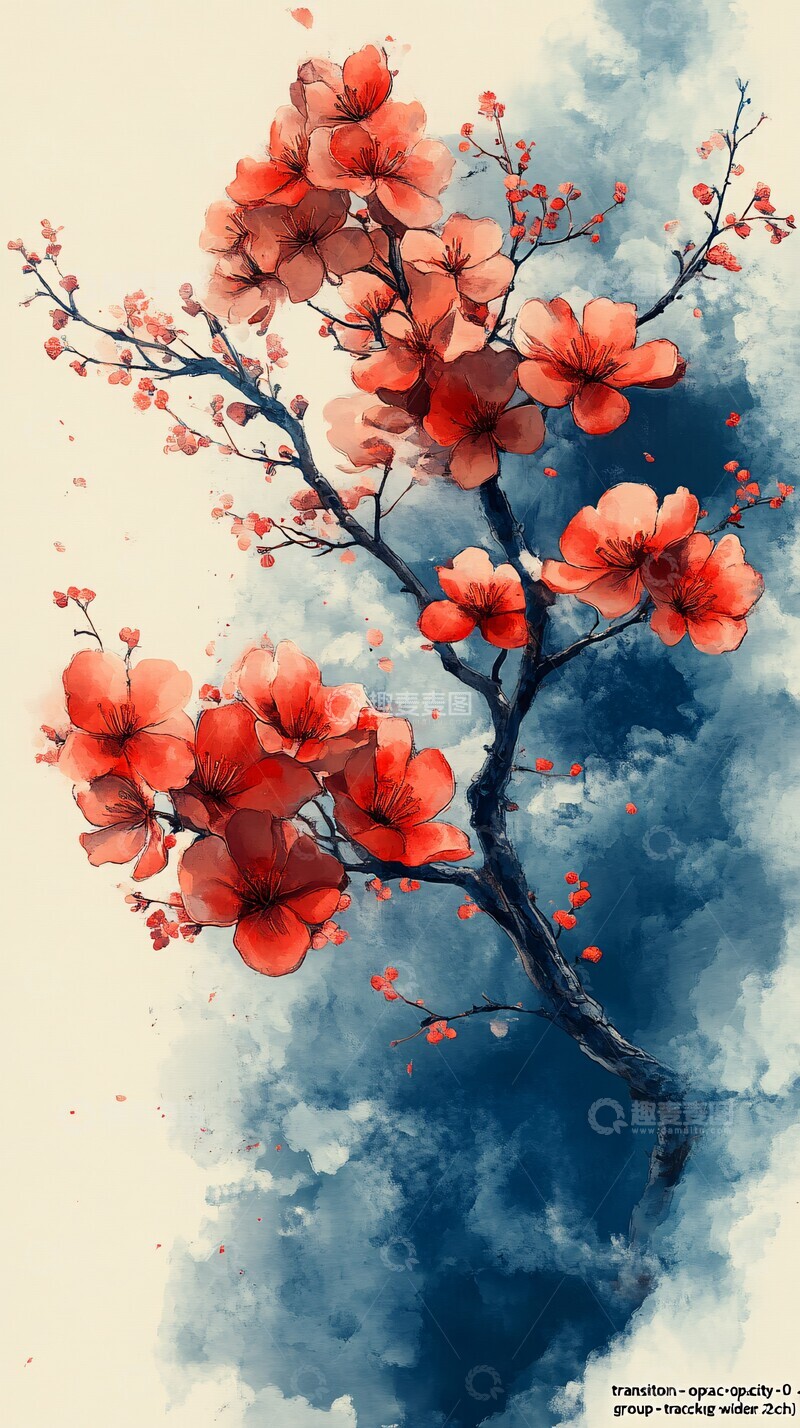高清大图下载【趣麦麦图】红梅盛开绿意中3