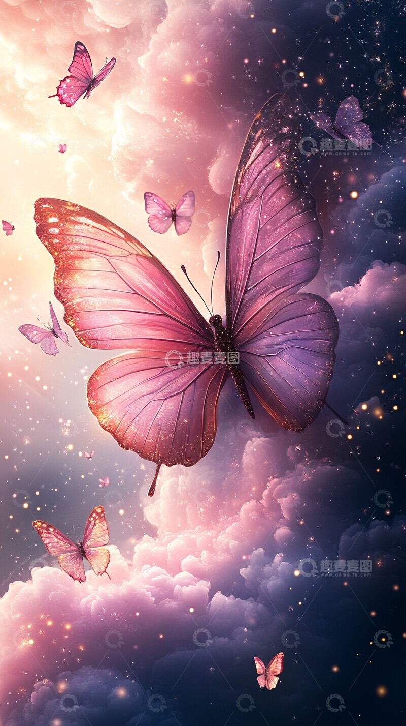 高清大图下载【趣麦麦图】粉色紫色渐变星空3