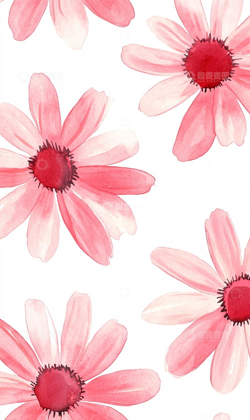 高清大图下载【趣麦麦图】粉色花卉无缝图案2