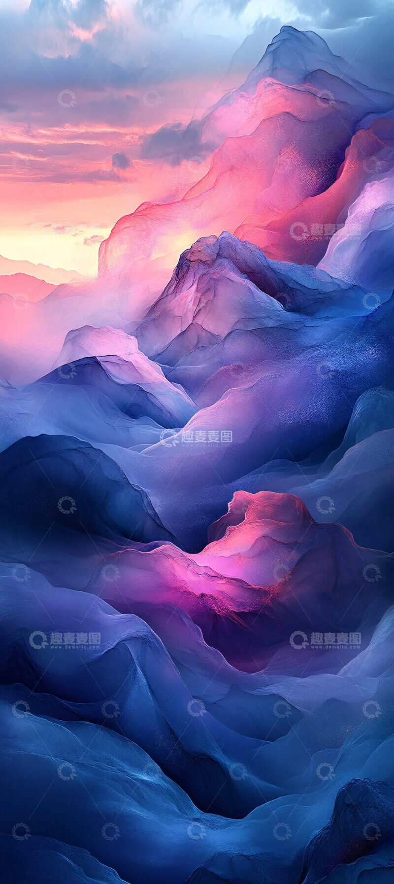 高清大图下载【趣麦麦图】云水紫蓝背景图2