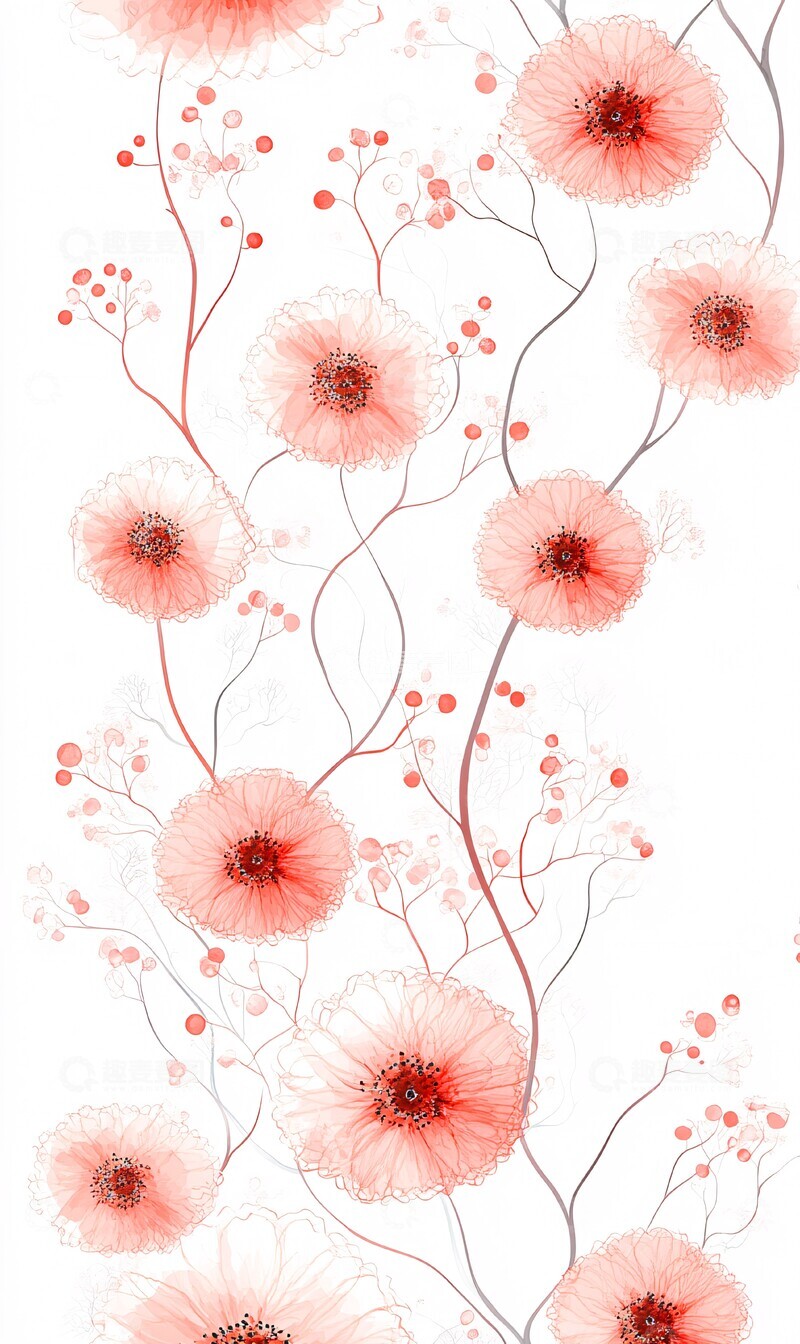 高清大图下载【趣麦麦图】粉色花卉无缝图案3