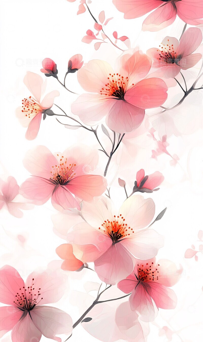 高清大图下载【趣麦麦图】粉色花卉无缝图案