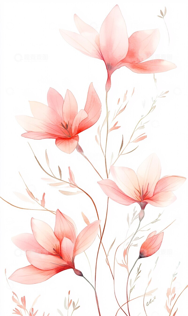 高清大图下载【趣麦麦图】粉色花卉无缝图案1