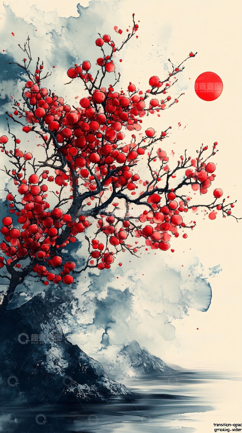 高清大图下载【趣麦麦图】红梅盛开绿意中1