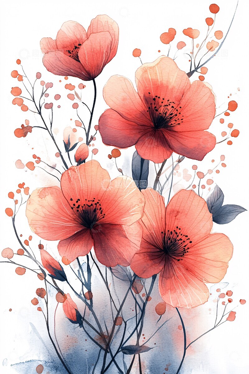 高清大图下载【趣麦麦图】粉色花卉水彩框3