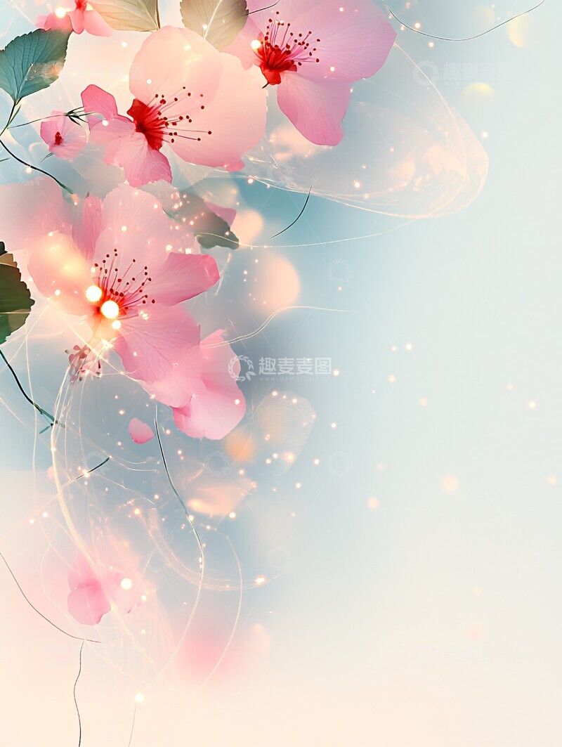 高清大图下载【趣麦麦图】樱花水彩背景2