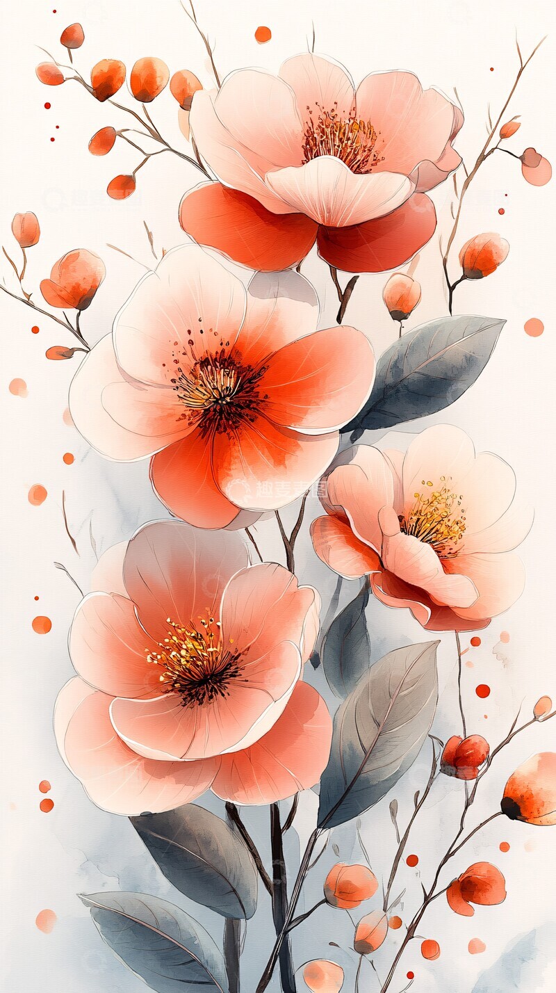 高清大图下载【趣麦麦图】和平日水彩花卉1