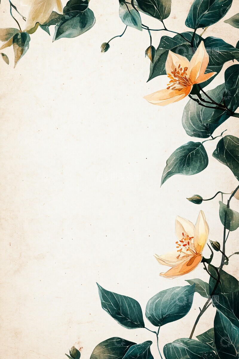 高清大图下载【趣麦麦图】智能纸边植物藤蔓