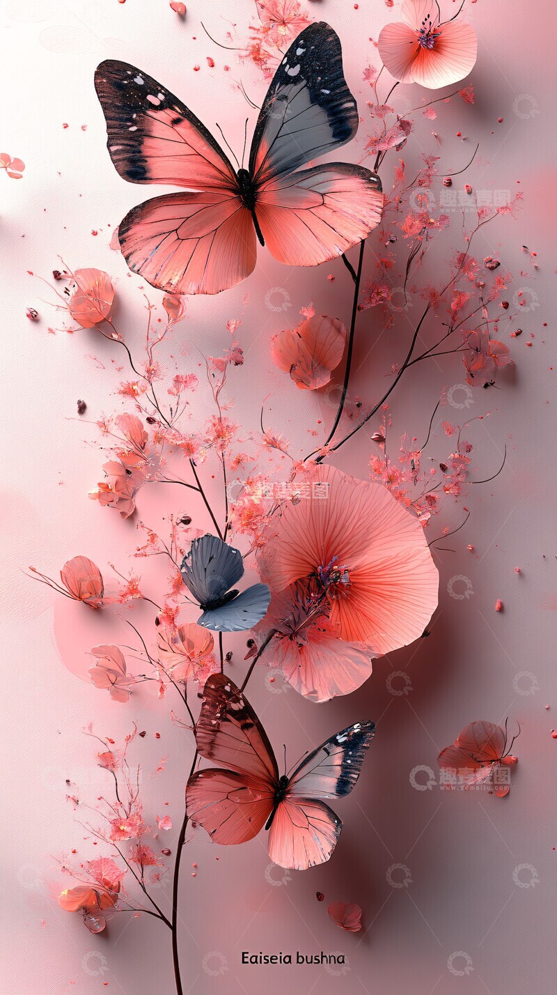 高清大图下载【趣麦麦图】蝴蝶花朵背景图2