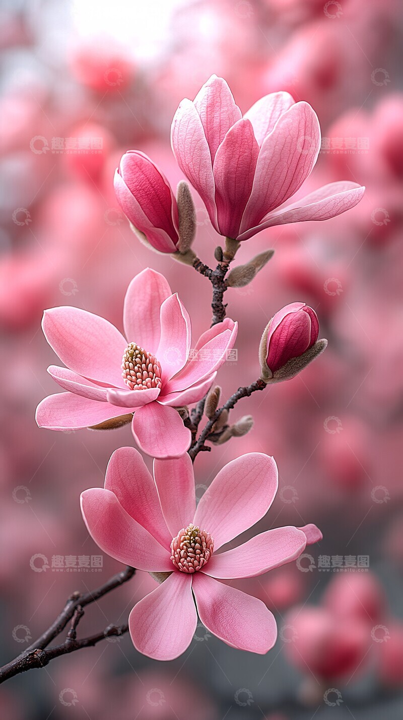 高清大图下载【趣麦麦图】木兰花枝水彩画3