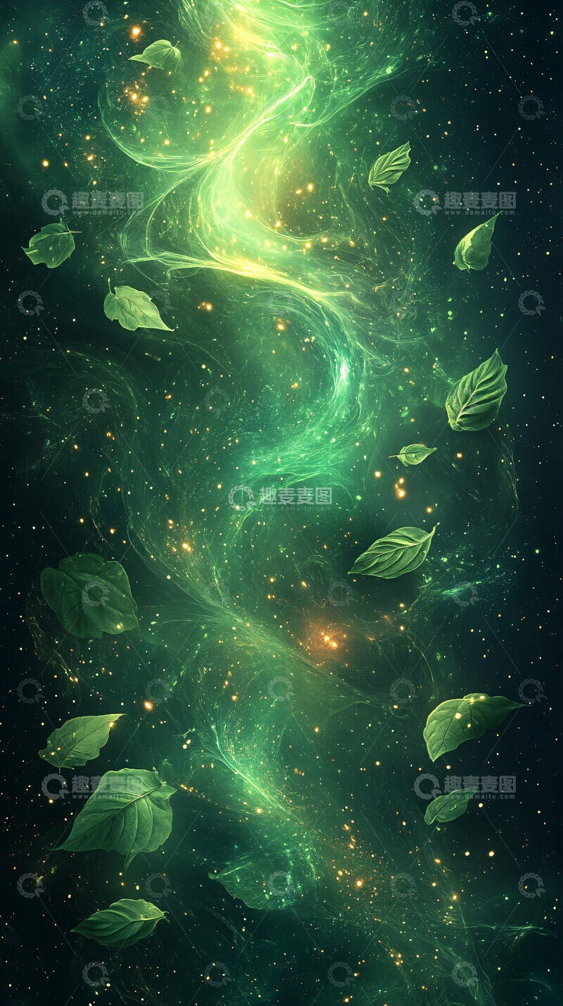 高清大图下载【趣麦麦图】闪烁绿叶星空2