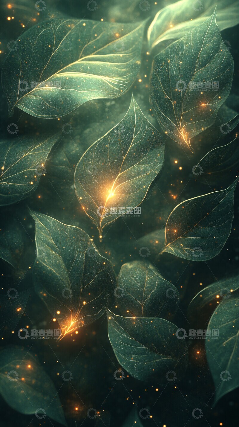 高清大图下载【趣麦麦图】闪烁绿叶星空1