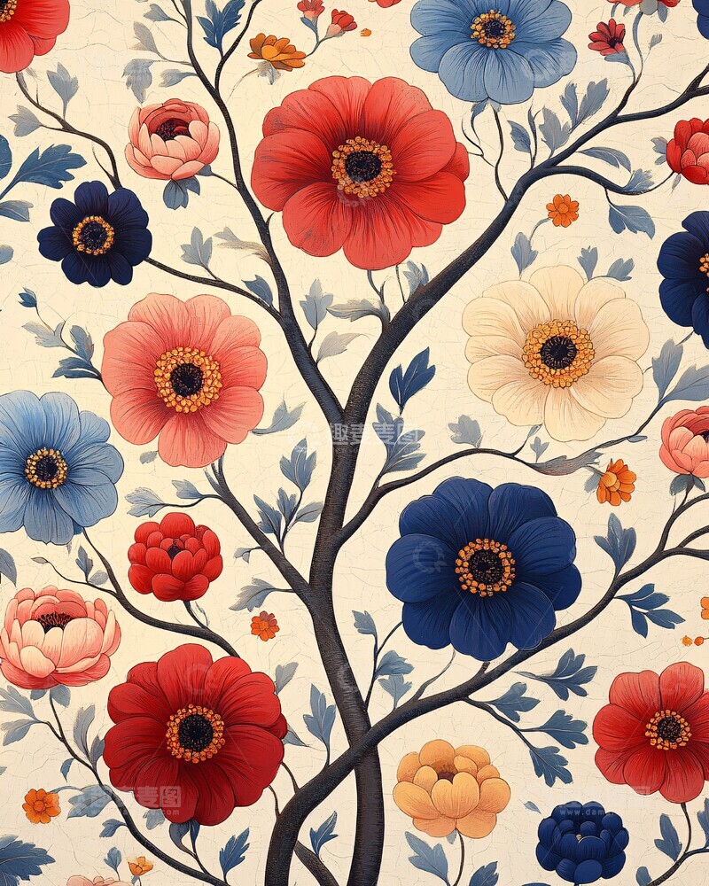 高清大图下载【趣麦麦图】红粉花朵图案1