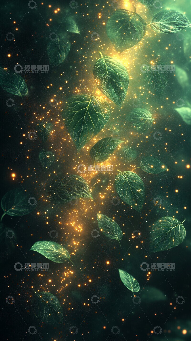 高清大图下载【趣麦麦图】闪烁绿叶星空3