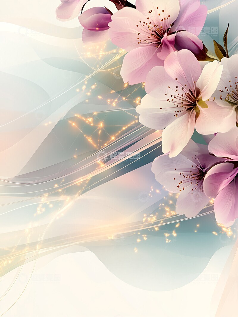 高清大图下载【趣麦麦图】樱花水彩背景3