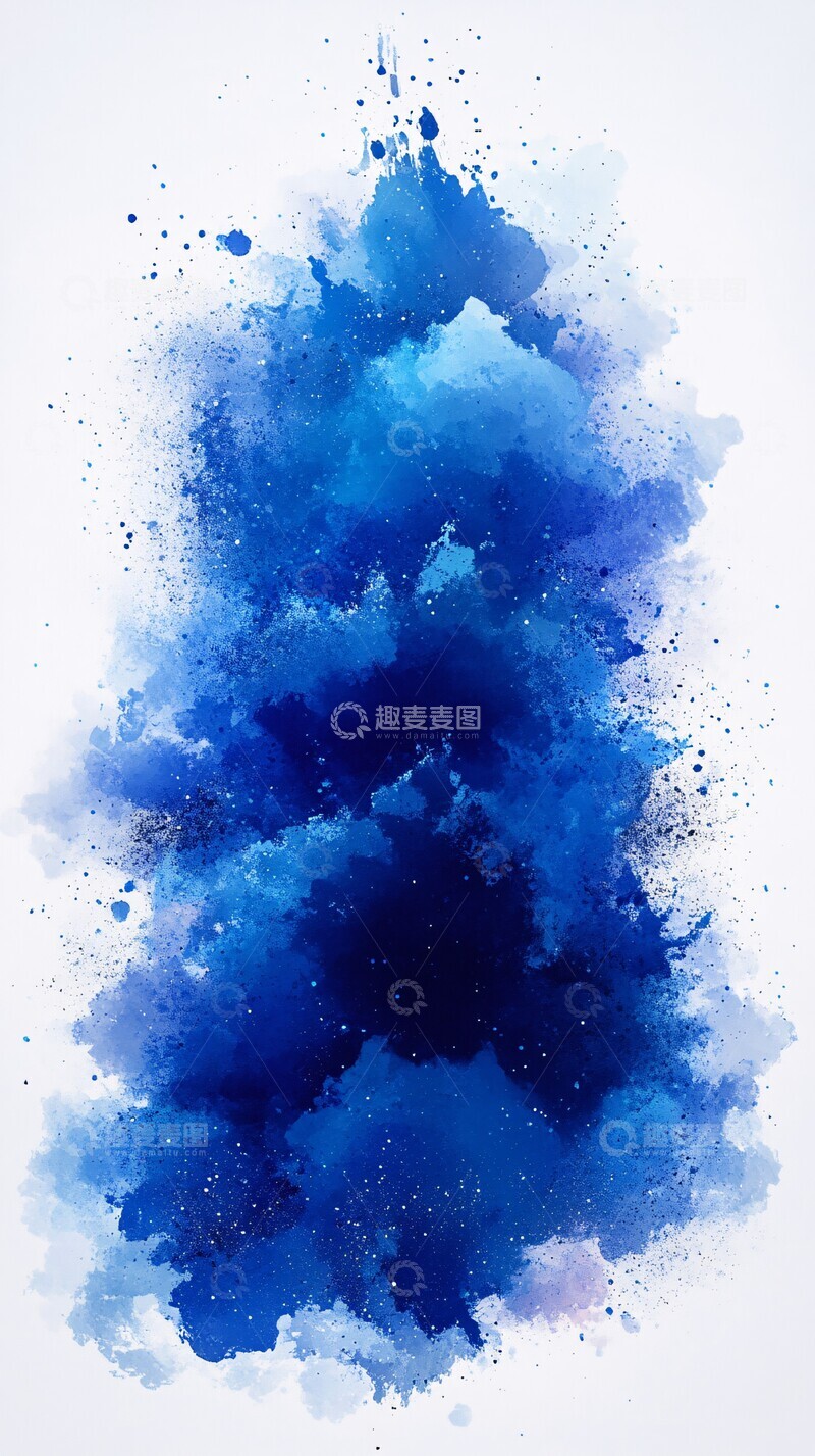高清大图下载【趣麦麦图】蓝墨喷溅背景海报2