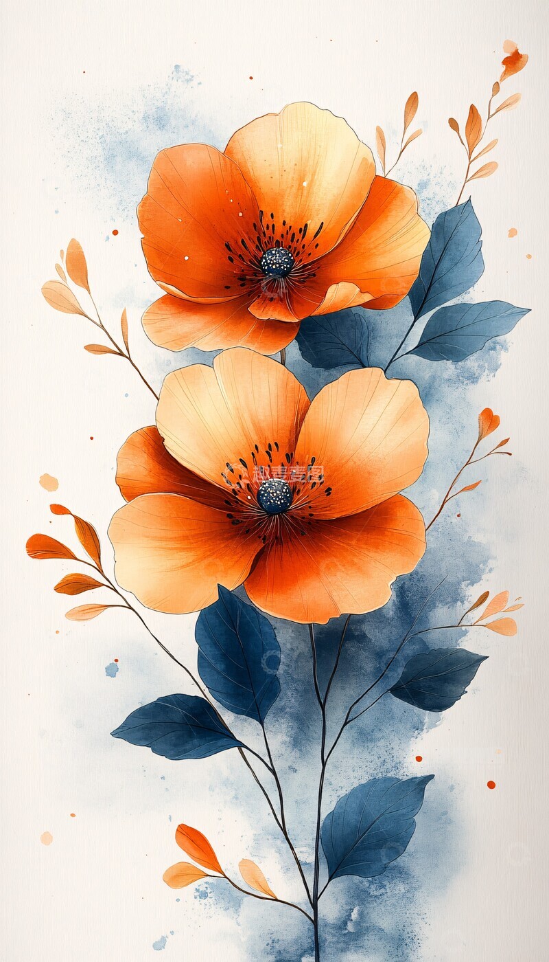 高清大图下载【趣麦麦图】花叶菜单背景图2