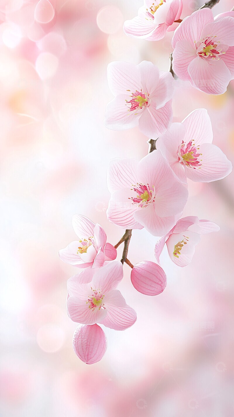 高清大图下载【趣麦麦图】粉红兰花水墨画3