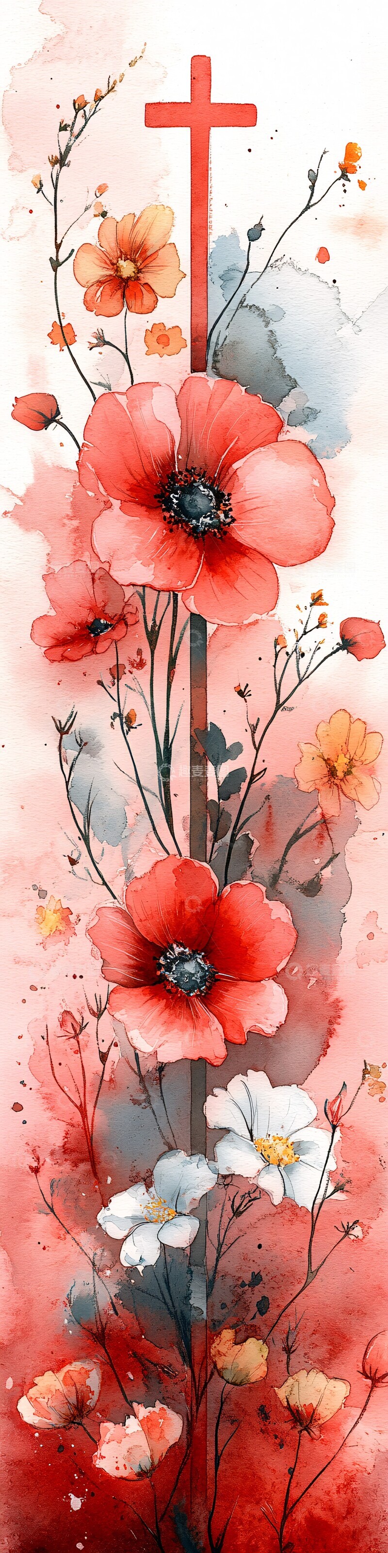 高清大图下载【趣麦麦图】野花十字水彩图案