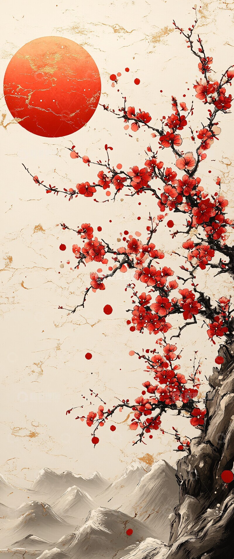 高清大图下载【趣麦麦图】红白花纹圆设计1