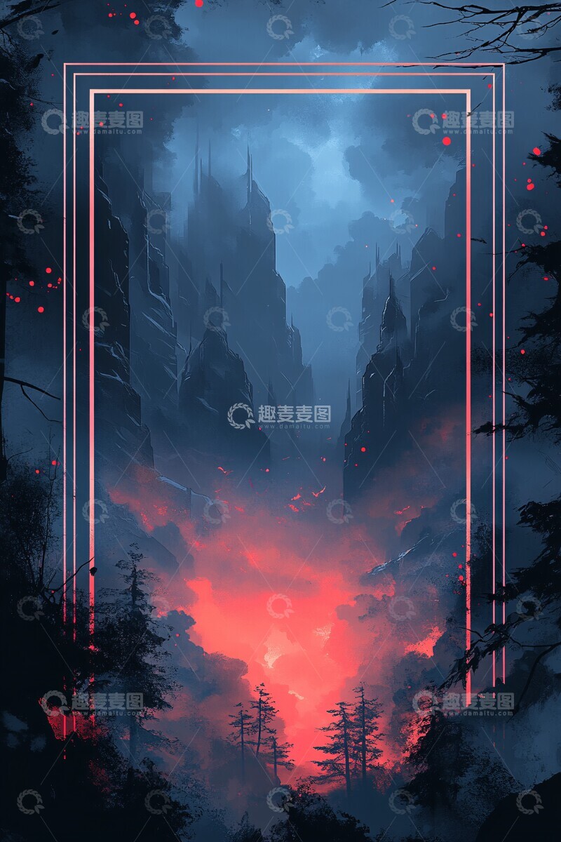 高清大图下载【趣麦麦图】深蓝边缘卡片纹